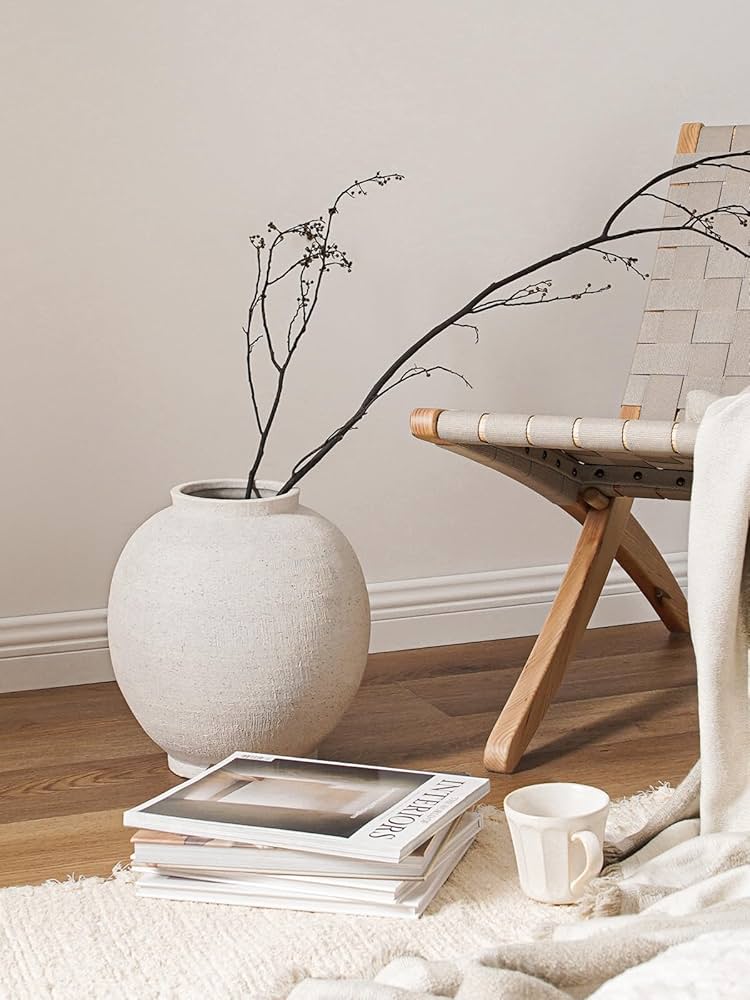 Amazon.com: White Ceramic Vase - Large 12.5 Inch Round Floor